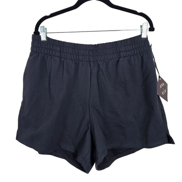 Ava & Viv Womens Charcoal Elastic Waist Shorts 1X- 14 Side Pockets Casual Comfy - Picture 1 of 8